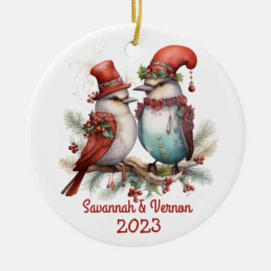 Weihnachtsvögel Keramik Ornament (Vorne)