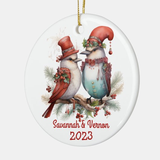Weihnachtsvögel Keramik Ornament (Links)