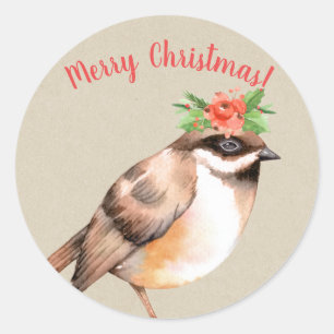 Weihnachtsvogel-Land-Feiertagsbrauch Runder Aufkleber