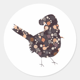 Weihnachtsvogel mit Muster Runder Aufkleber