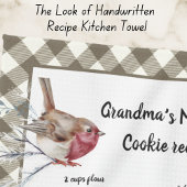 Weihnachtsvogel Rezept Beige Kariert Geschirrtuch