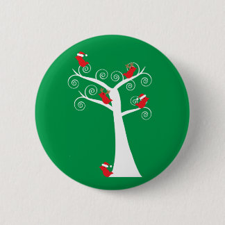 Weihnachtsvögel Rot in einem Baum Weihnachtsmann G Button