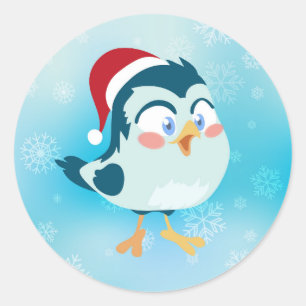 Weihnachtsvogel Runder Aufkleber