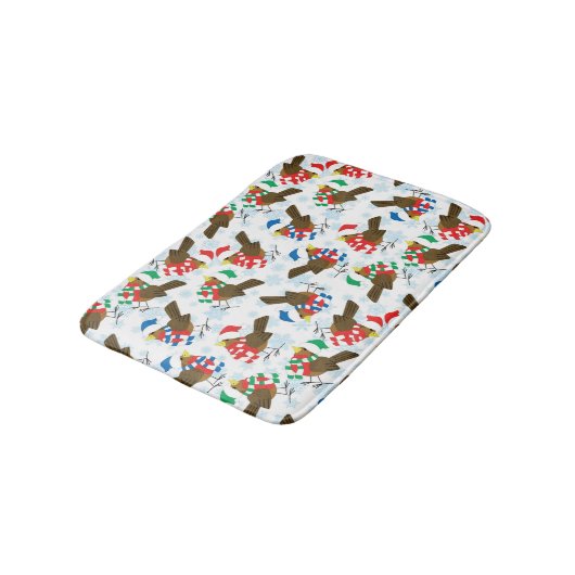 Weihnachtsvogel Santa Badematte (Schrägansicht)