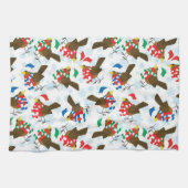 Weihnachtsvogel Santa Geschirrtuch (Horizontal)