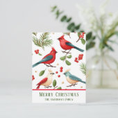 Weihnachtsvögel und Berries Custom Postkarte (Stehend Vorderseite)