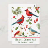Weihnachtsvögel und Berries Custom Postkarte (Vorne/Hinten)