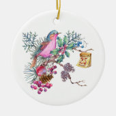 Weihnachtsvögel und Berries Keramik Ornament (Vorne)