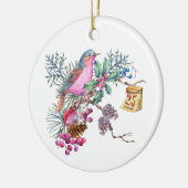 Weihnachtsvögel und Berries Keramik Ornament (Links)