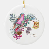 Weihnachtsvögel und Berries Keramik Ornament (Hinten)