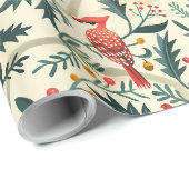 Weihnachtsvögel und Blätter Geschenkpapier (Rolleneckpunkt)