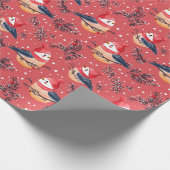 Weihnachtsvögel und Blattmuster Geschenkpapier (Ecke)