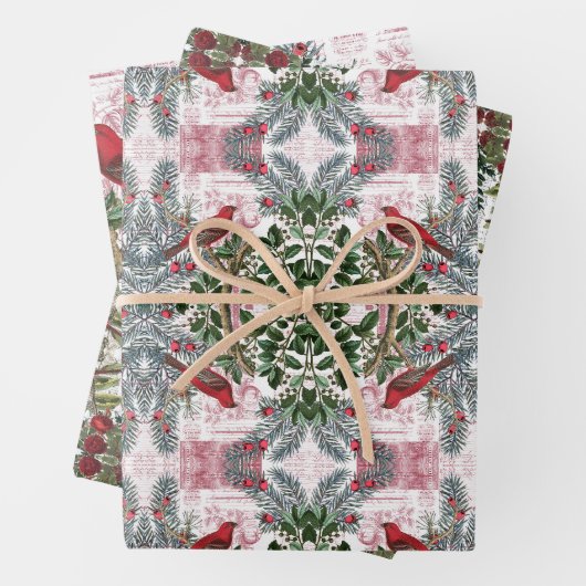 Weihnachtsvögel und Evergreens Geschenkpackung Set Geschenkpapier Set (Beispiel)