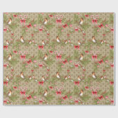 Weihnachtsvögel und Kiefernstrassen und Kanonen Geschenkpapier (Flach)