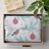 Weihnachtsvögel und -kugeln Muster Seidenpapier (Geschenk)