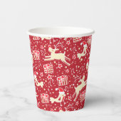 Weihnachtsvögel und Rentiere Pappbecher (Rückseite)