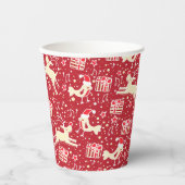 Weihnachtsvögel und Rentiere Pappbecher (Vorderseite)