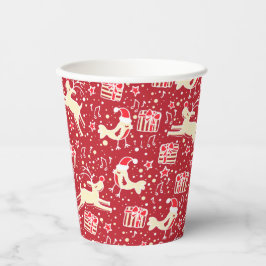 Weihnachtsvögel und Rentiere Pappbecher