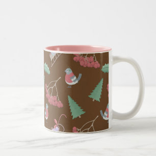 Weihnachtsvögel und Schlitten Zweifarbige Tasse