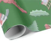 Weihnachtsvögel und Sleds Grün Geschenkpapier (Rolleneckpunkt)