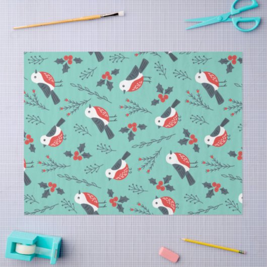 Weihnachtsvögel und Winter-Foliage Seidenpapier (Basteln)