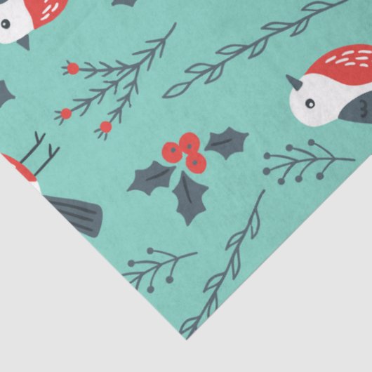 Weihnachtsvögel und Winter-Foliage Seidenpapier (Detail)