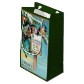Weihnachtsvögel Weihnachtsfeier Tasche Kleine Geschenktüte (Rückseite Schrägansicht)