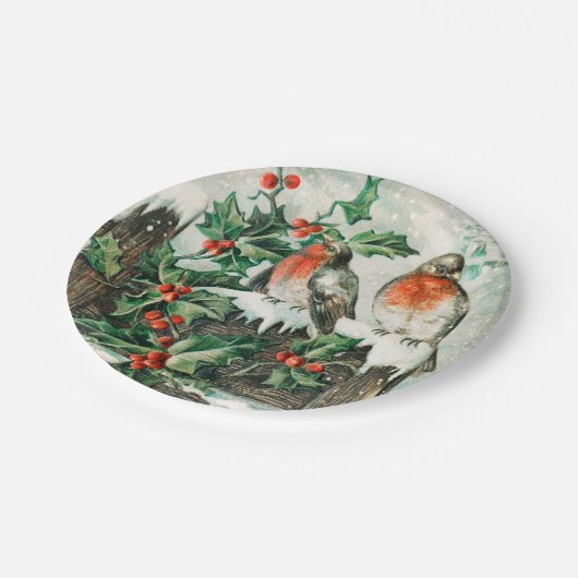 Weihnachtsvögel Weihnachtsfeiertage Teller (Schrägansicht)