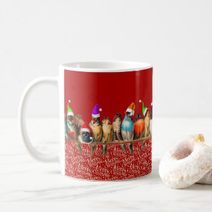 Weihnachtsvögel Weihnachtsmannmütze Red Blue Green Kaffeetasse