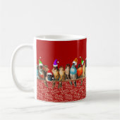 Weihnachtsvögel Weihnachtsmannmütze Red Blue Green Kaffeetasse (Links)