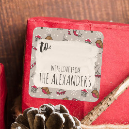 Weihnachtsvögel "Zuhause für den Urlaub" nach und  Quadratischer Aufkleber