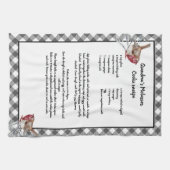 Weihnachtsvogelrezepte Keepake Grau Kariert Geschirrtuch (Horizontal)