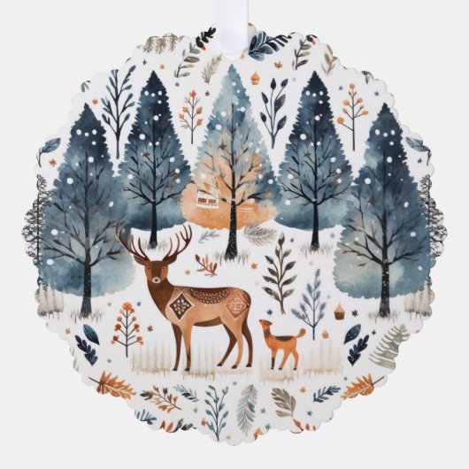 Weihnachtsvolk Art Deer Ornament Karte (Vorderseite)