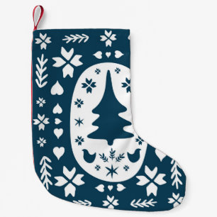 Weihnachtsvolkskunst: Skandinavisches Doodle. Kleiner Weihnachtsstrumpf