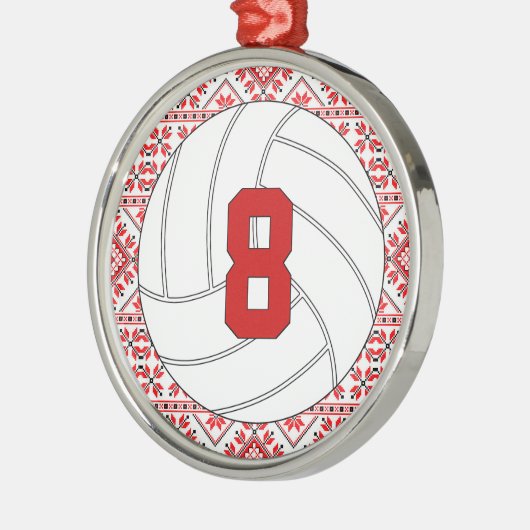 Weihnachtsvolleyball-Spieler Jersey Nummer Custom Ornament Aus Metall (Links)