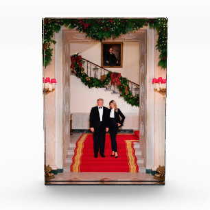Weihnachtsvorbereitungen von Präsident Donald Trum Fotoblock