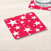 Weihnachtsvorlage Rote weiße Sterne Elegant Rechteckiger Pappuntersetzer (angewinkelt)