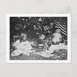 Weihnachtsvormittag 1901 Vintages Stereoview Feiertagspostkarte