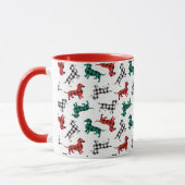 Weihnachtsvormittag Buffalo Karierte Dackeln Kaffe Tasse (Links)