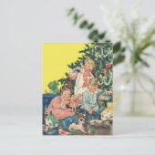 Weihnachtsvormittag, Kinder-Eröffnungsgeschenke Feiertagspostkarte (Stehend Vorderseite)