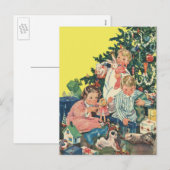 Weihnachtsvormittag, Kinder-Eröffnungsgeschenke Feiertagspostkarte (Vorne/Hinten)