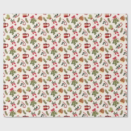 Weihnachtsvormittag mit Kakao und Marshmallows Geschenkpapier (Flach)