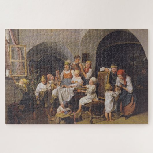 Weihnachtsvormittag (von Ferdinand Georg Waldmülle Puzzle (Horizontal)