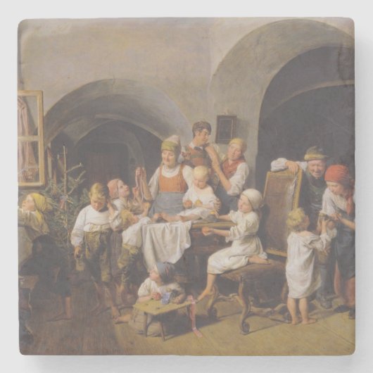 Weihnachtsvormittag (von Ferdinand Georg Waldmülle Steinuntersetzer (Vorderseite)