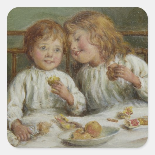 Weihnachtsvormittag (von Joseph Clark) Quadratischer Aufkleber (Vorderseite)