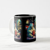 Weihnachtsvormittag Zweifarbige Tasse (Vorderseite Links)