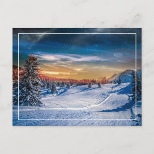 Weihnachtsvormittags Skipiste Postkarte