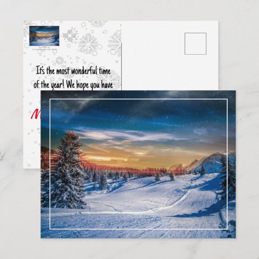 Weihnachtsvormittags Skipiste Postkarte (Vorne/Hinten)