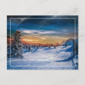 Weihnachtsvormittags Skipiste Postkarte (Vorderseite)