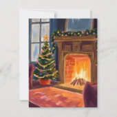 Weihnachtsvormittagsfeuer Feiertagskarte (Vorderseite)